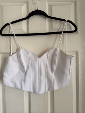 Zara White Bustier Crop Top with Hook Closures